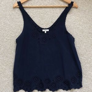 Joie silk tank top embroidered